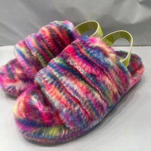 NEW UGG Fluff Yeah Pixelate YOUTH KIDS Multicolor PIXELATE NIB SLIPPER
